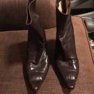 Jimmy Choo Brown leather boots zipper back 39 1/2